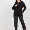 Černá propínací mikina plus size s kapucí a kapsami – RINELIA