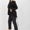 Černá propínací mikina plus size s kapucí a kapsami – RINELIA