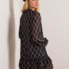 Černobílé společenské mini šaty SARA s podšívkou
