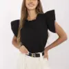 Černá halenka RUFFELIA s řaseným výstřihem