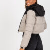 Černo-béžová krátká zimní bunda s kapsami – MIREVIRA