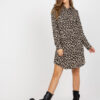 Černo-béžové leopardí mini šaty KAROLINA