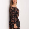 Černo-velbloudí Carmen mini šaty BRIANNON s volánem