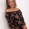 Černo-velbloudí Carmen mini šaty BRIANNON s volánem