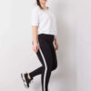 Černo-stříbrné plus size legíny s lampasy – SYRARA
