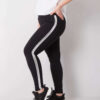 Černo-stříbrné plus size legíny s lampasy – SYRARA