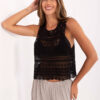 Černý ažurový crop top ALVERETTA