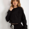 Černý basic casual komplet s krátkou mikinou – DALILA