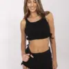 Černý crop top se stahováním ORLANDA