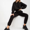 Černý plus size komplet s krátkou mikinou – CYRENE