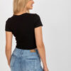 Černý crop top HEARTGEM s kamínky