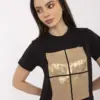 Černé tričko GIANELLE s aplikací a flitry