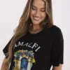 Černé tričko KARINTHA ITALY MODA s potiskem