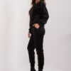 Černý velurový komplet s mikinou a kalhotami – VIVIANA