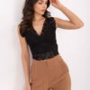 Černý krajkový crop top KALORETTA