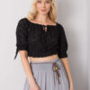 Černý háčkovaný crop top KATELIS