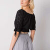 Černý háčkovaný crop top KATELIS