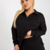 Černý žebrovaný plus size komplet s kalhotami – ADRAINA