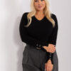Černý plus-size svetr SIMONNE s výstřihem do V