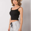 Černý žebrovaný crop top GABRIELIS