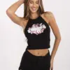 Černý květovaný crop top MELIORISSA