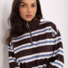 Tmavě hnědá mikina ZIPMARA s pruhy