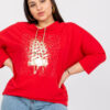 Červená plus size mikina MANONERA s kamínky