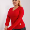Červený plus size top VELENZA s výstřihem do V