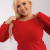 Červený plus size top VELENZA s výstřihem do V