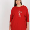 Červená dlouhá plus size halenka LUNARA s kamínky