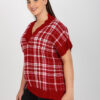Tmavě červená pletená vesta ŽANETE Plus size s výstřihem V