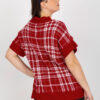 Tmavě červená pletená vesta ŽANETE Plus size s výstřihem V