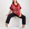 Tmavě červená pletená vesta ŽANETE Plus size s výstřihem V