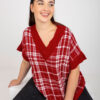Tmavě červená pletená vesta ŽANETE Plus size s výstřihem V
