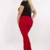 Červené bavlněné kalhoty Plus size s kapsami – FENIRA