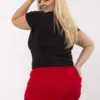 Červené bavlněné kalhoty Plus size s kapsami – FENIRA