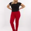 Červené bavlněné kalhoty Plus size s kapsami – FENIRA