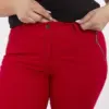Červené bavlněné kalhoty Plus size s kapsami – FENIRA
