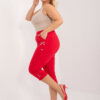 Červené kalhoty 3/4 plus size s pružným pasem – BASERIA