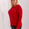Červený plus-size svetr ZEHRA s knoflíkovým detailem