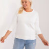 Ecru plus size top SIDELO s bočními rozparky