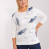 Ecru plus size halenka FEATHERA s potiskem