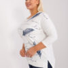 Ecru plus size halenka FEATHERA s potiskem