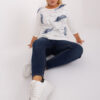 Ecru plus size halenka FEATHERA s potiskem