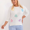 Ecru plus size top PATCHARIA s nášivkami