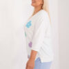 Ecru plus size top PATCHARIA s nášivkami