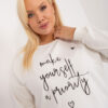 Ecru plus size mikina LETTERIA