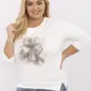 Ecru plus size halenka MAGNOLIS s květinou