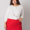 Ecru-červená plus-size mikina Sira bez kapuce – JENENA