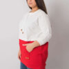 Ecru-červená plus-size mikina Sira bez kapuce – JENENA